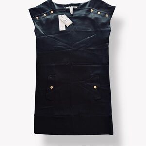 DVF DIANE VON FURSTENBERG Pisco Silk Black Stretchy Sheath Dress w Cap Sleeves